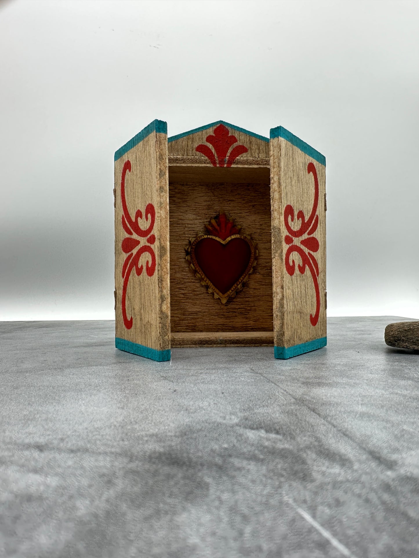 Small Retablo with Heart on fire