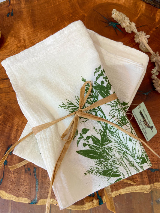 Herbal Print Floursack Cloth Napkins - set of 4