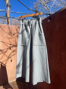 High Waisted Long Culotte Pants ~  Hemp & Organic Cotton ~ sage natural