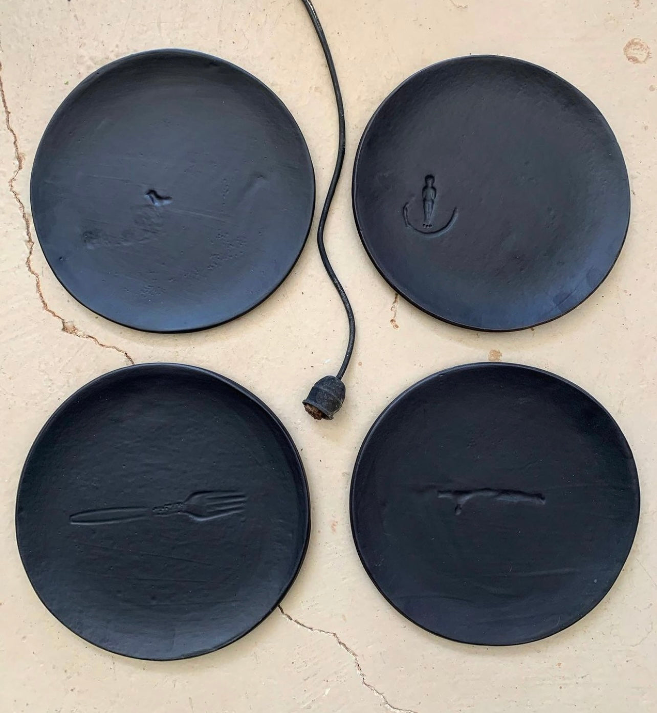 Round Dinner Plates - Black imprint on plate