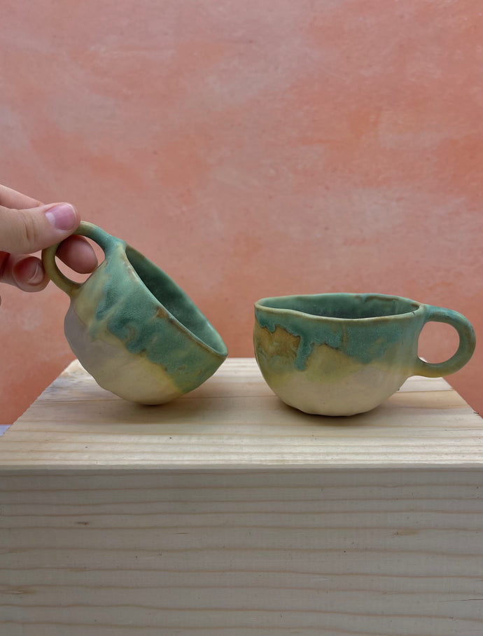 Pinched Mugs ~ Porcelain ~ Green