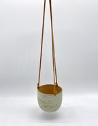 Hanging Speckled Planters ~ stoneware & Leather
