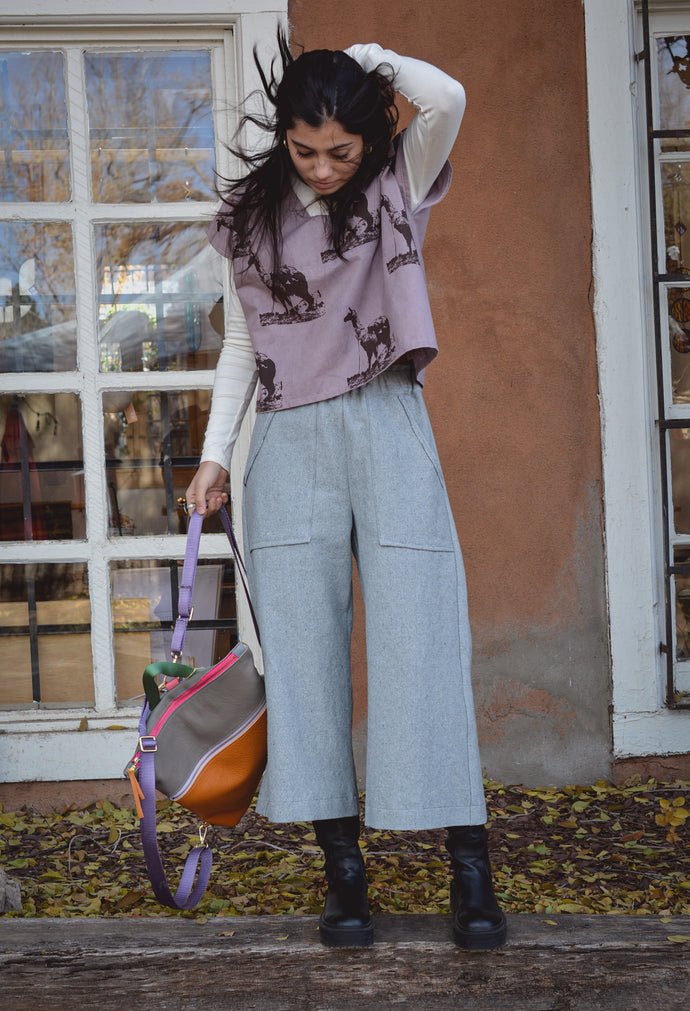 High Waisted Long Culotte Pants ~  Hemp & Organic Cotton ~ sage natural