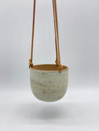 Hanging Speckled Planters ~ stoneware & Leather