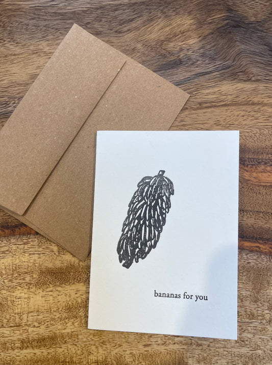 Bananas for you greeting card