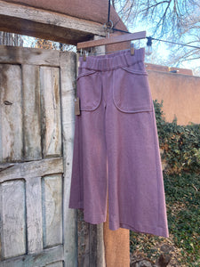 High Waisted Long Culotte Pants ~  Hemp & Organic Cotton ~ Rose sage