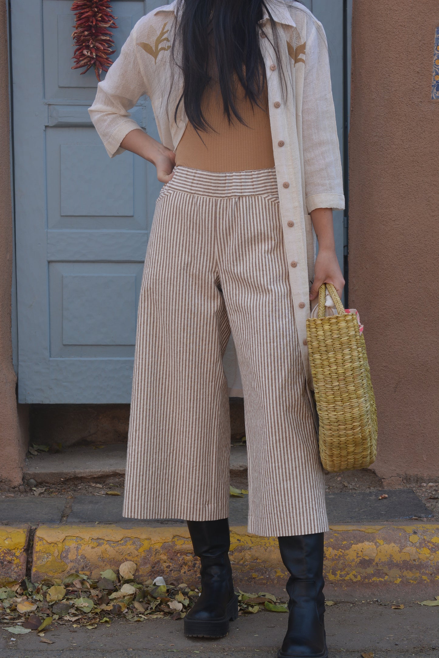 Culotte Pants ~ Hemp & Organic Cotton ~ Tan Stripe