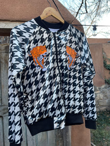 Black and White Jacket - Embroidered - orange tigers