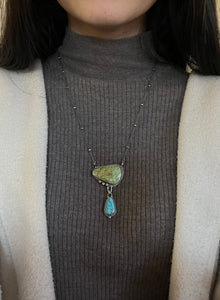 Green Nevada Turquoise and Blue bird Turquoise Necklace