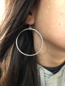 Silver Beaded Hoop Earrings - three sizes