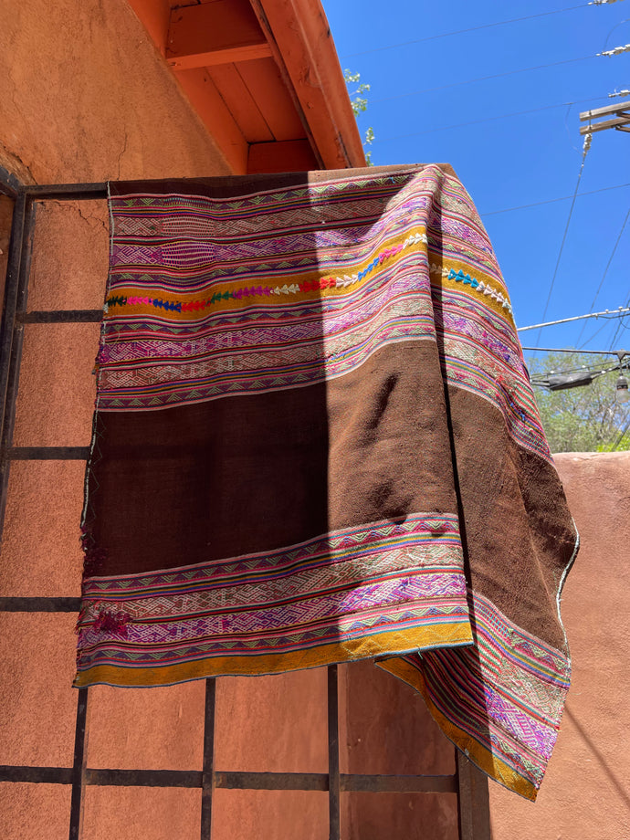 Antique Alpaca Blanket - Earth tones ~ Andean textiles