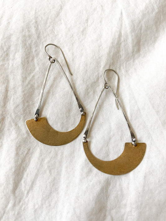 Mixed metals earrings~ Sterling silver and brass ~ ready to ship