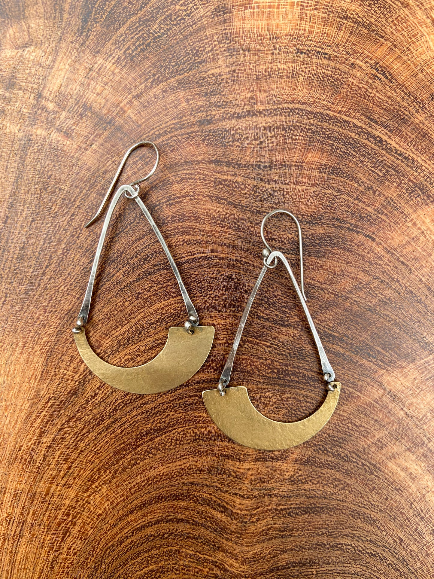 Mixed metals earrings~ Sterling silver and brass ~ ready to ship