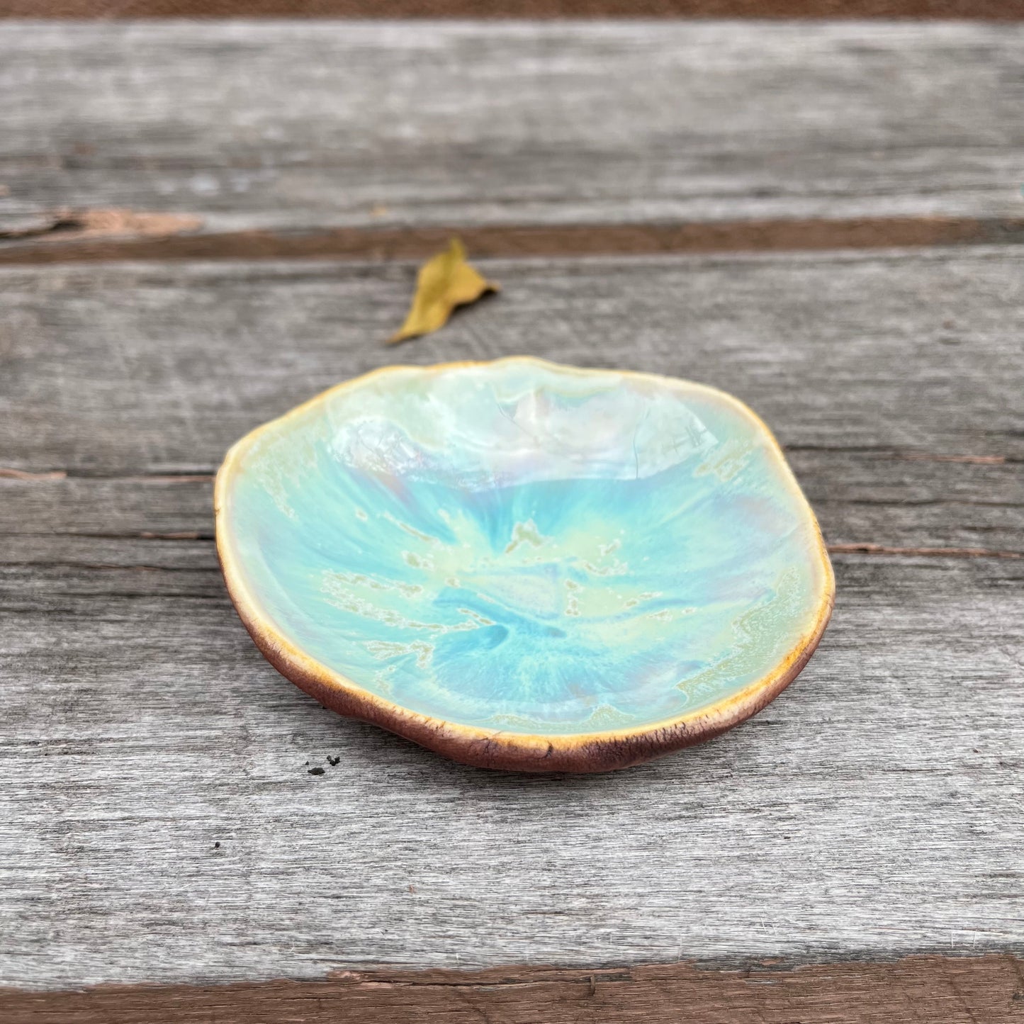 Large jewelry dish - aqua shell