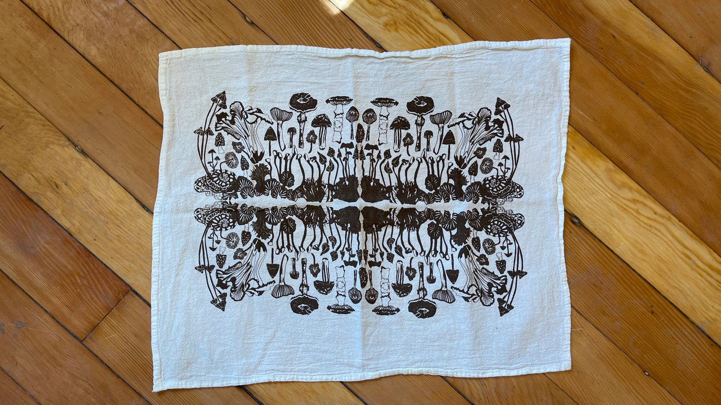 Mushroom Print Floursack Cloth Napkins - Set of 4