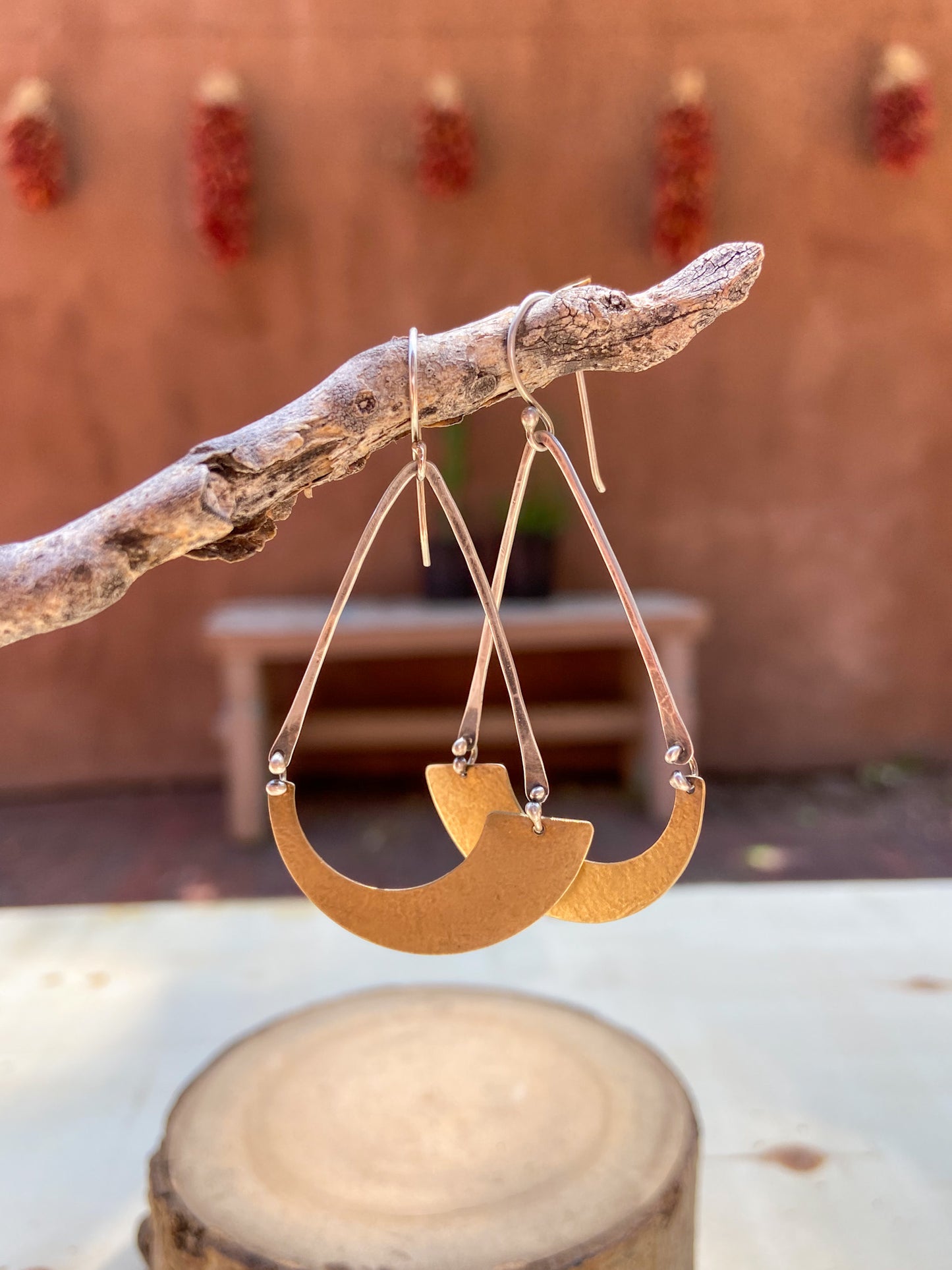 Mixed metals earrings~ Sterling silver and brass ~ ready to ship