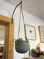 Hanging Speckled Planters ~ stoneware & Leather