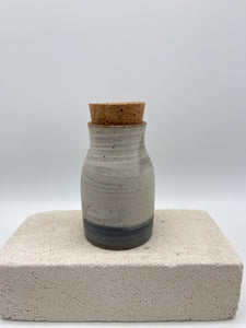 Cork Jar -White/blue Stoneware